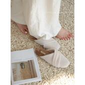 外穿一脚蹬气质包头半拖鞋 texdream态度 女秋季 平底毛毛拖鞋 法式