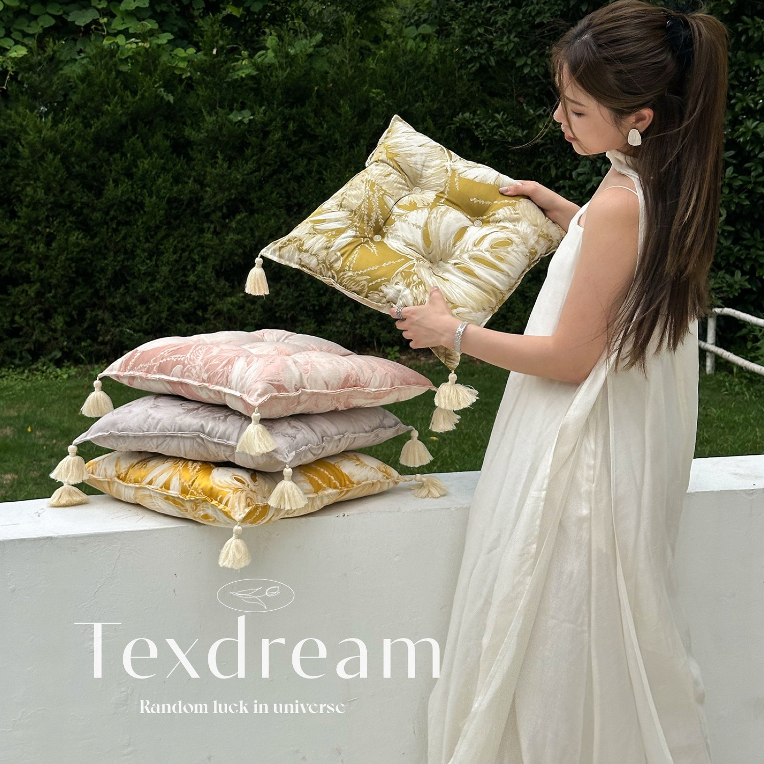 TEXDREAM态度 春日花园 法式风座椅垫子四季单人沙发垫办公室坐垫,居家布艺,靠垫/抱枕,淘宝优惠券,粉丝福利购,淘宝优惠卷