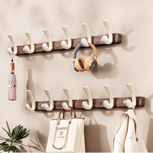 胡桃木美拉德挂钩门后衣帽钩壁挂固定墙上挂衣钩免打孔入户玄关架