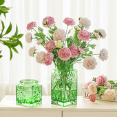 小雏菊浮雕花瓶摆件客厅插花高级感玻璃透明轻奢芍药水养鲜花玫瑰