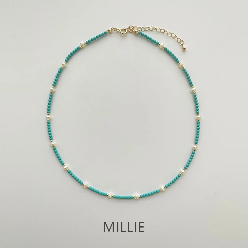 进口Millie绿松石巴洛克珍珠项链女2025新款新中式锁骨链轻奢小众