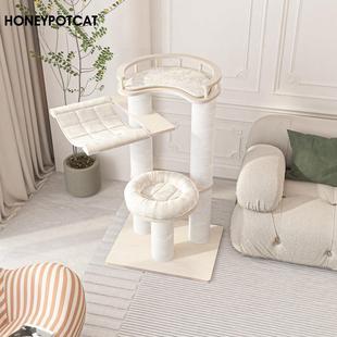 蜜罐猫爬架猫窝猫树一体 桦木实木多层板 木质猫架猫展示台190360