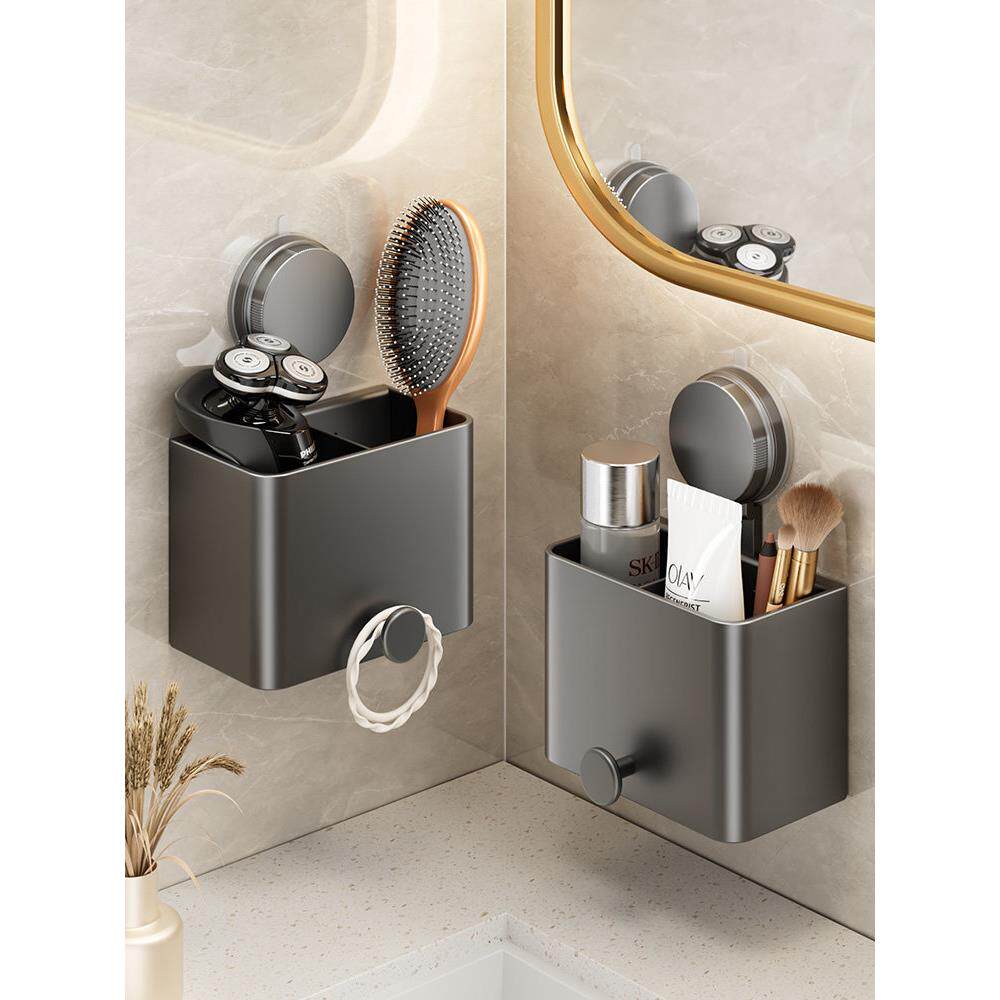 日本吸盘梳子置物架壁挂式卫生间收纳筒浴室免打孔放牙膏牙刷发圈