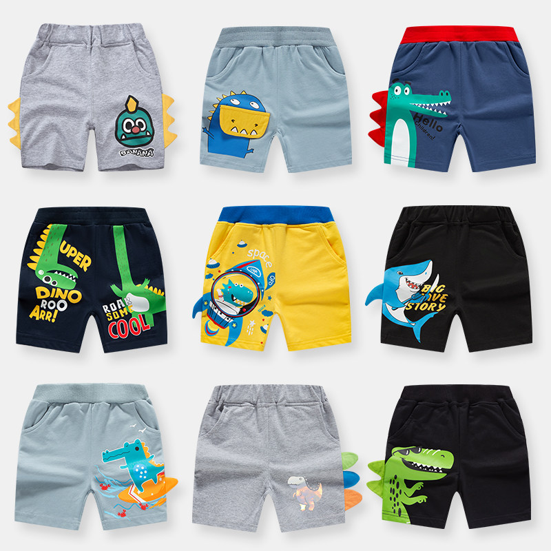 be top男童短裤夏季洋气休闲裤儿童韩版卡通鲨鱼裤子宝宝纯棉裤子