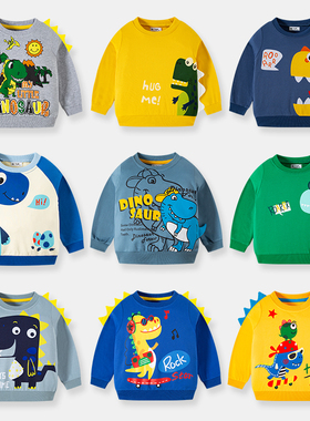 be top童装2025儿童卫衣立体恐龙毛圈男童纯棉套头衫宝宝长袖上衣