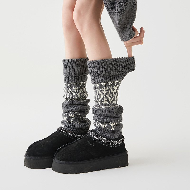 费尔岛袜套女羊毛堆堆袜子