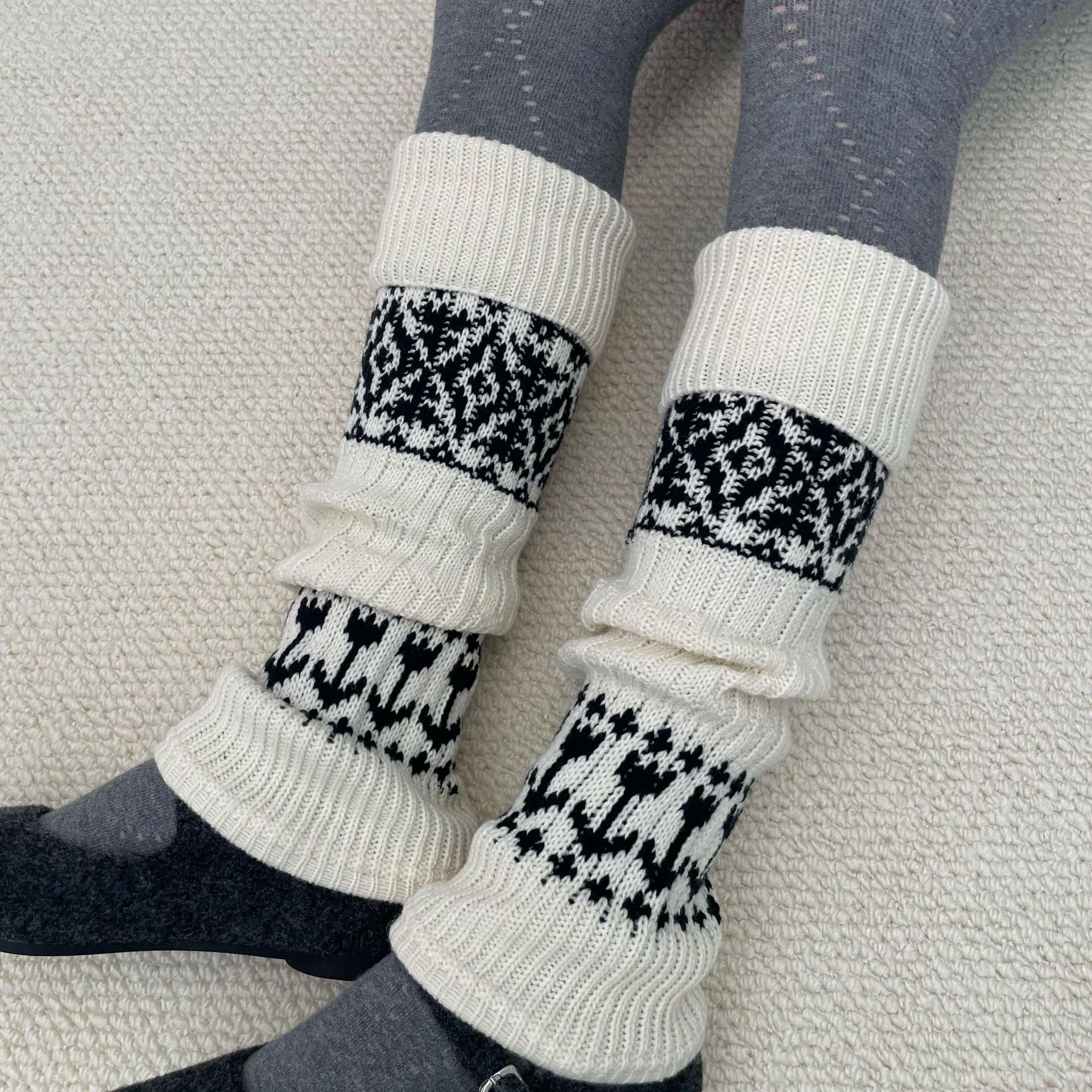 美式复古中筒袜套女秋冬