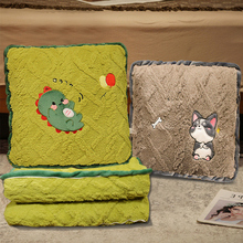 二合一加厚加大抱枕被子两用办公室空调午睡毯子车用毛毯靠枕秋冬