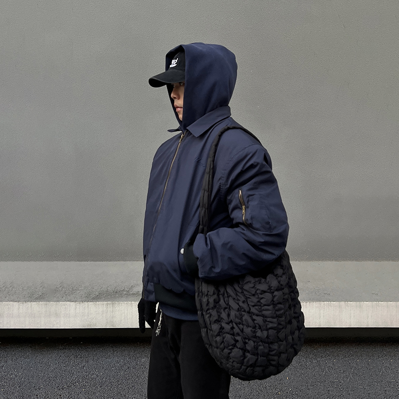 崔胜铉同款蓝色飞行夹克棉服ma1