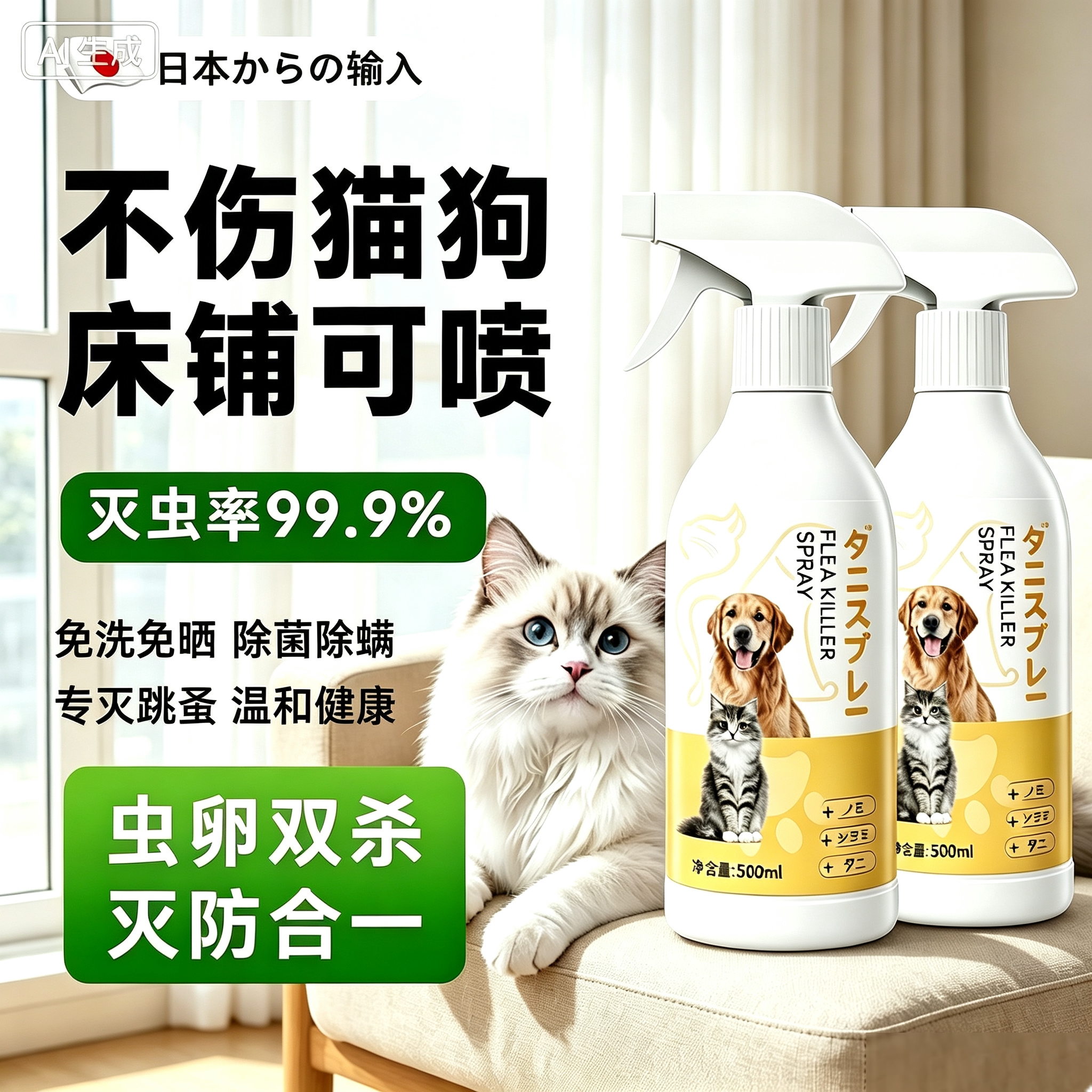猫狗驱虫喷雾除蜱除螨去蚊