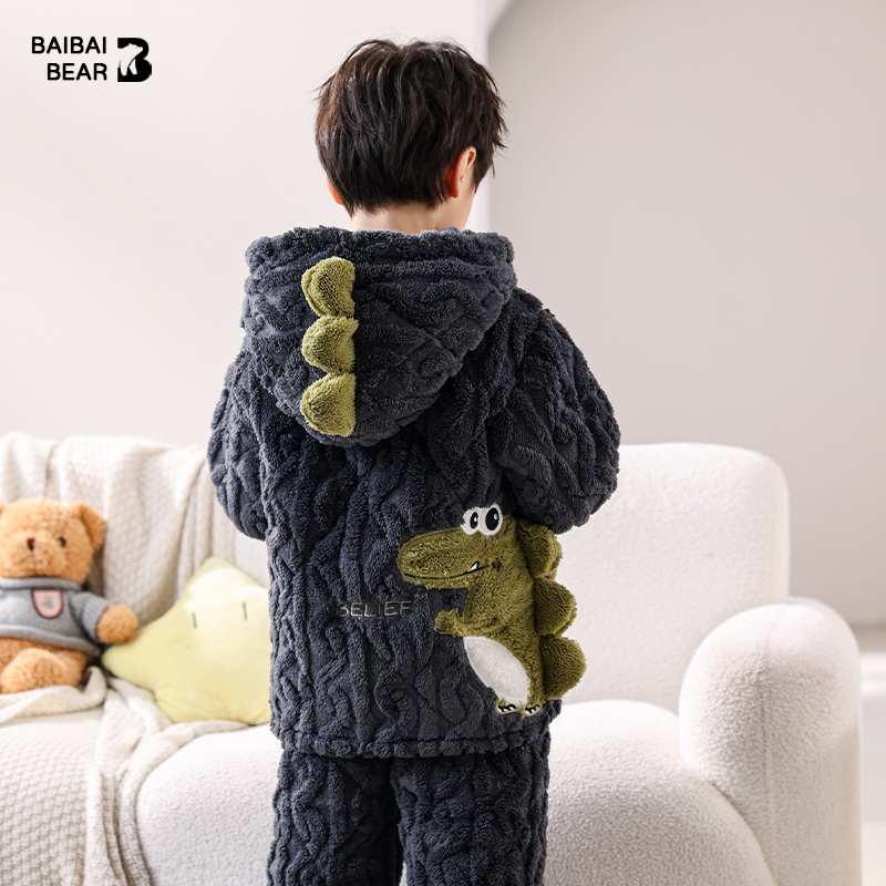 儿童三层夹棉加厚睡衣