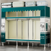 简易衣柜家用卧室全钢架组装 布衣柜出租房收纳结实耐用经济型衣橱