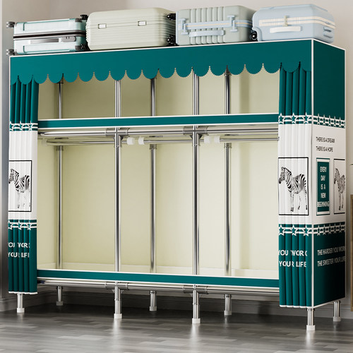 简易衣柜家用卧室全钢架组装布衣柜出租房收纳结实耐用经济型衣橱