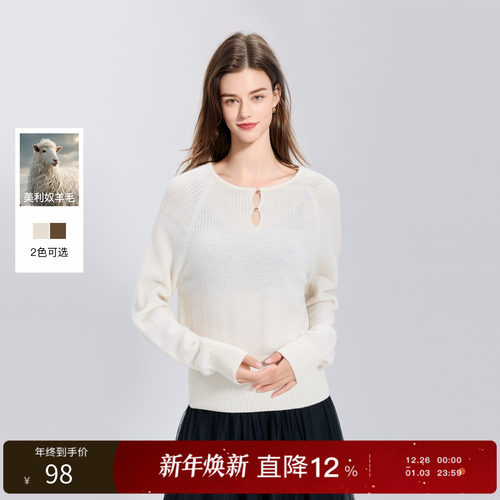 【100绵羊毛】三彩丽雪leisure25冬新款柔软羊毛衫设计感针织衫