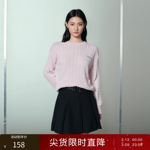 【棉麻】丽雪leisure2026春季新款亚麻针织衫绞花套头毛衫女