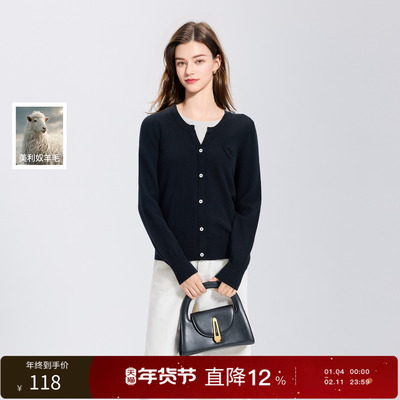 【100绵羊毛】丽雪leisure2025冬季新款假两件针织衫长袖女