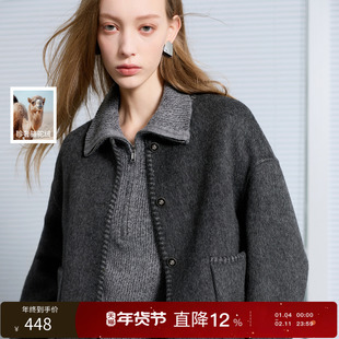 【绵羊毛】丽雪leisure2025冬季新款双面呢短外套毛呢大衣女
