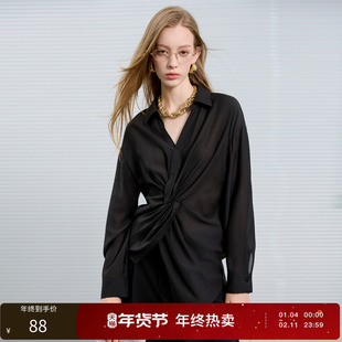 【159任选2件】三彩丽雪leisure2025秋季新款宽松上衣翻领衬衣设