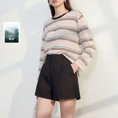 【100醋酸】丽雪leisure2026夏季新款短裤高腰宽松阔腿裤通勤