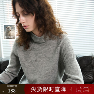 丽雪leisure2025冬季新款针织衫慵懒高领长袖套头毛衫打底衫