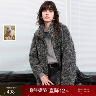 【绵羊毛】丽雪leisure2025冬季新款圈圈呢大衣毛呢外套女