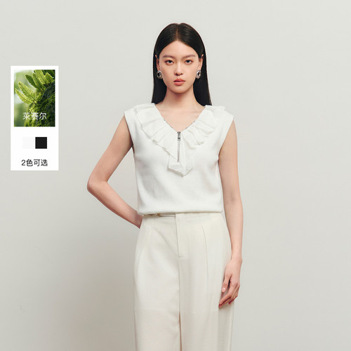 【莱赛尔醋酸】丽雪leisure2026夏季新款针织衫V领套头毛衫女