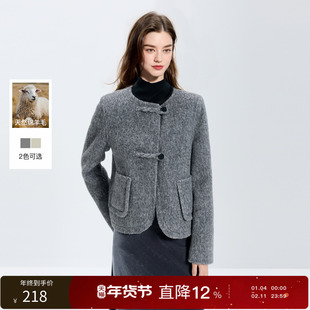 【绵羊毛】丽雪leisure2025冬季新款短款双面呢大衣毛呢外套