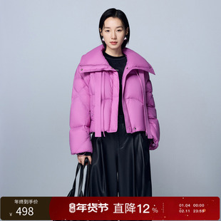 丽雪leisure2025冬季新款90白鸭绒羽绒服短款保暖面包服外套