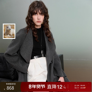 【100绵羊毛】丽雪leisure2025冬季新款长款双面呢大衣