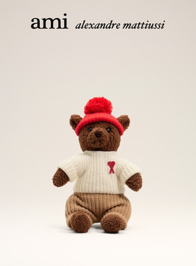 Ami Paris红色ADC毛衣泰迪熊公仔 毛绒玩偶摆件