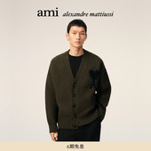 Ami 爱心V领上衣 毛衣 Paris男女同款 黑色ADC开衫