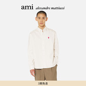 红色爱心刺绣棉质休闲合身长袖 衬衫 Ami Paris男士 经典 爱心