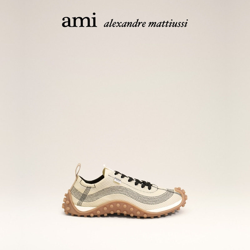 【明星同款】Ami Paris Mirage幻影网眼运动鞋 撞色系带薄底鞋