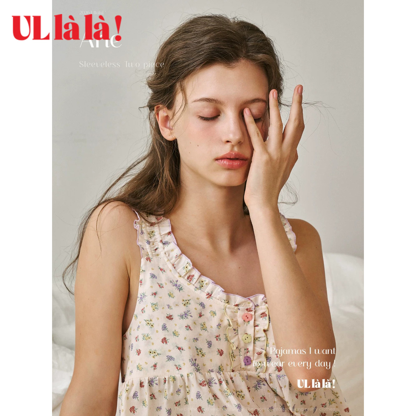 Ullala纯棉碎花吊带女款睡衣套装
