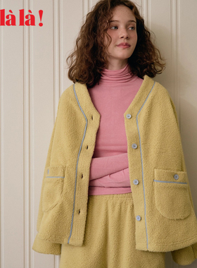 Ullala乌拉拉韩国进口睡衣女款秋冬保暖珊瑚绒家居服开衫分体套装