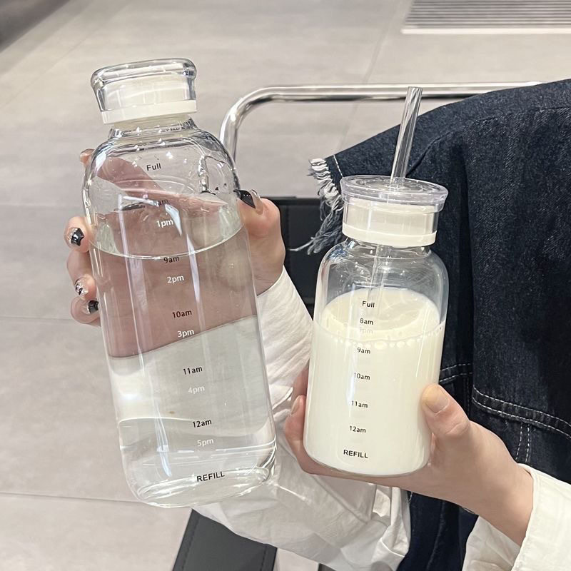 ins简约双盖玻璃杯带盖刻度吸管杯高硼硅水杯随行杯高颜值随手杯,餐饮具,随手杯,淘宝优惠券,粉丝福利购,淘宝优惠卷