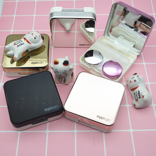 美瞳盒多副新款可爱简约便携大容量日式收纳高级双联盒隐形眼镜盒