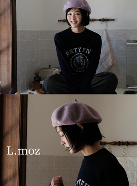 蓝墨竹LMO.Z贝雷帽子女2025秋冬新款百搭显脸小画家帽羊毛蓓蕾帽
