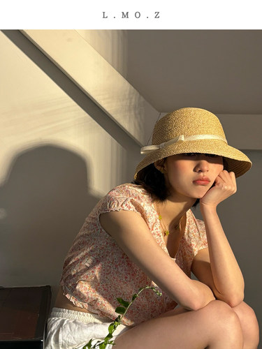 L.MOZ草帽小赫本女定制春夏