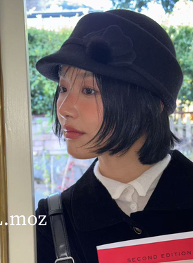 蓝墨竹LMO.Z日系复古风贝雷帽子秋冬新款女文艺百搭前进帽显脸小