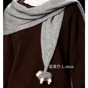 蓝墨竹L.MOZ冬季保暖外搭三角围巾2025新款韩版纯色围脖百搭坎肩