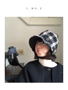 蓝墨竹定制圈圈毛复古英伦保暖护耳小魔女可爱渔夫帽正反两戴冬