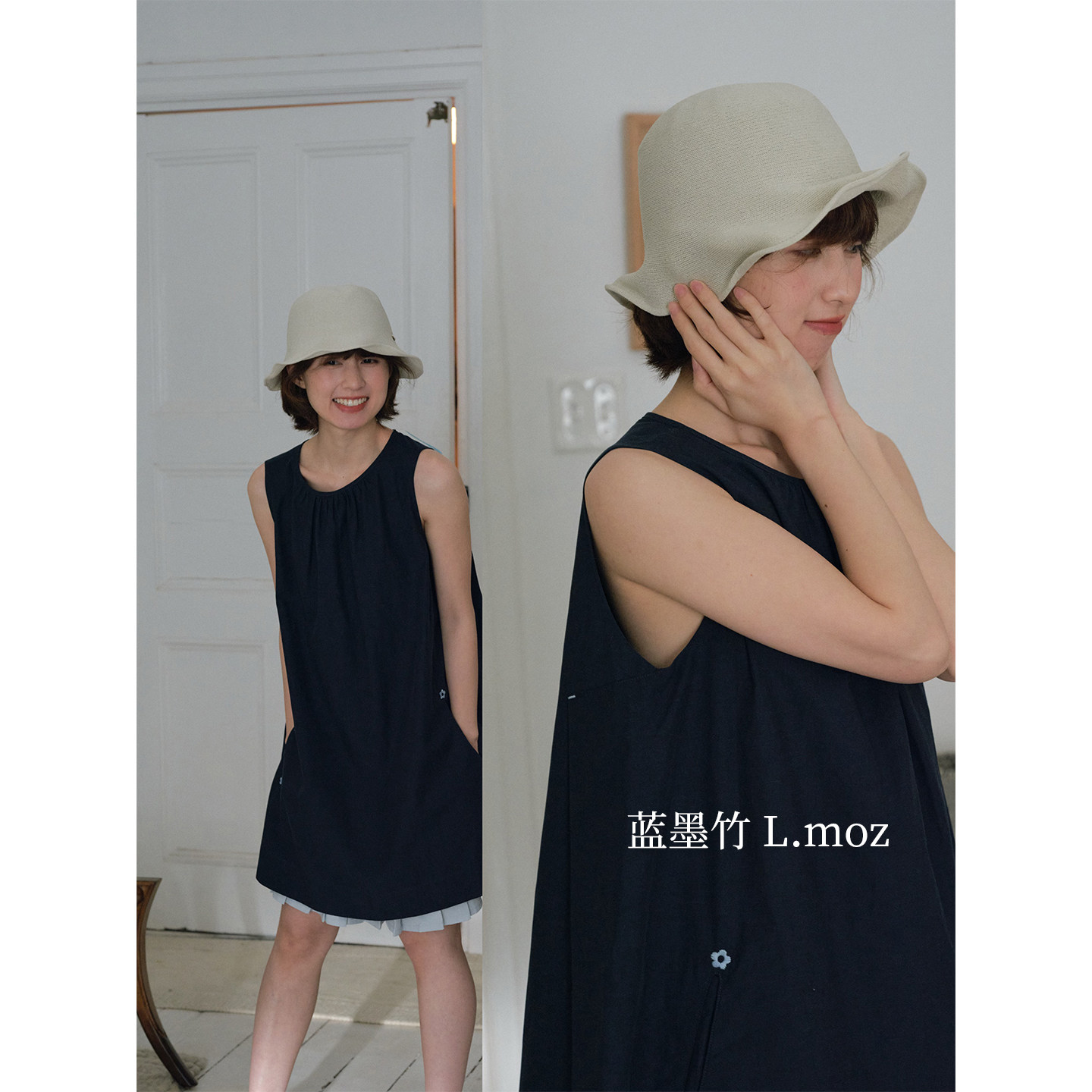 蓝墨竹L.MOZ百搭简约渔夫帽女2026新款夏季透气薄款遮阳防晒帽子