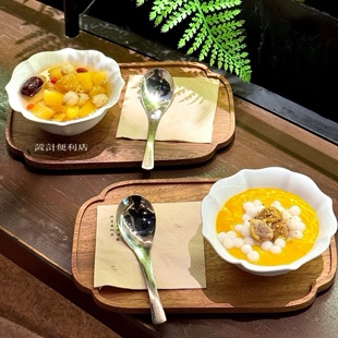 糖水铺胡桃木餐用托盘整木盘陶瓷大满贯甜汤碗燕窝碗甜品碗糖水碗