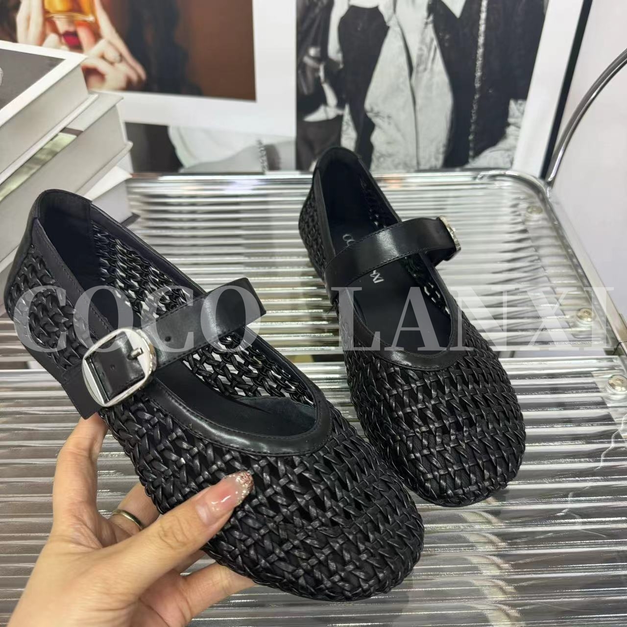 【COCO LANXI】时尚休闲女士夏季透气镂空平底小单鞋25DX074LX