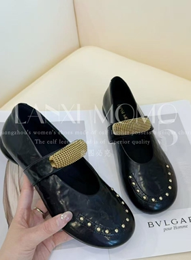 【LANXI  MOMO】时尚百搭女士黑色低跟气质圆头小单鞋26DX025LX