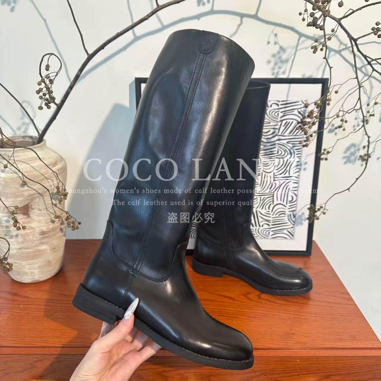 【LANXI  MOMO】优雅时尚骑士靴秋冬长筒靴气质时装长靴25CX738LX