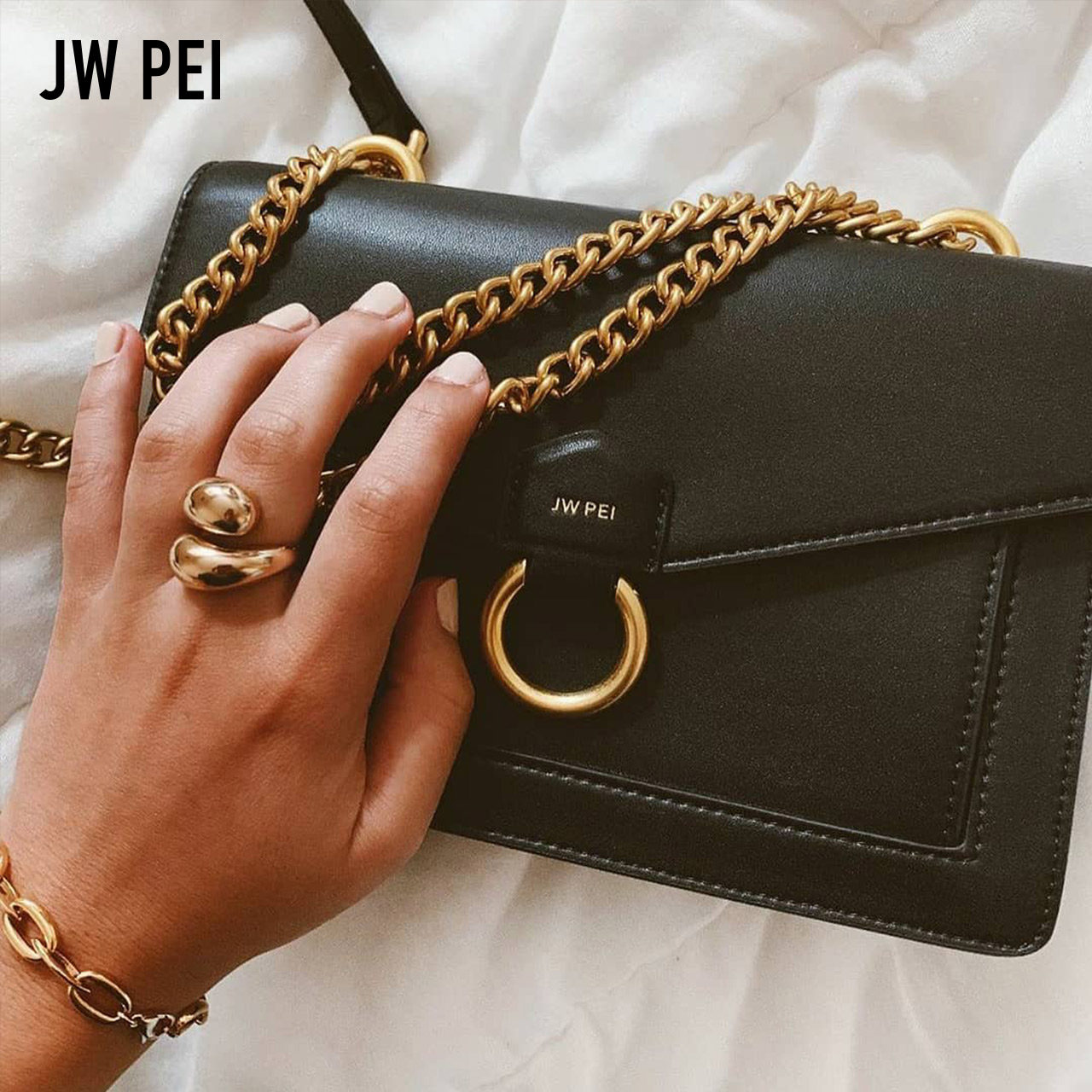JW PEI单肩链条包女斜跨包女 包包女链条包信封包单肩腋下包20125