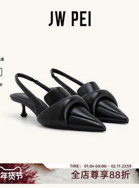 JW PEI新款Carla小众设计气质女鞋尖头猫跟低跟凉拖高跟鞋女4PS03