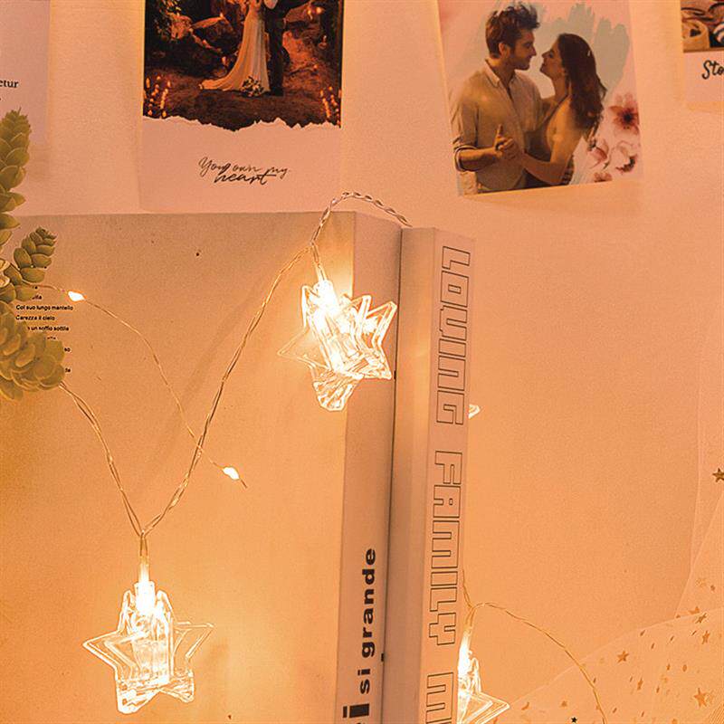 生日布置家用装饰星星彩灯串灯房间装饰品照片墙夹子灯串照片灯饰